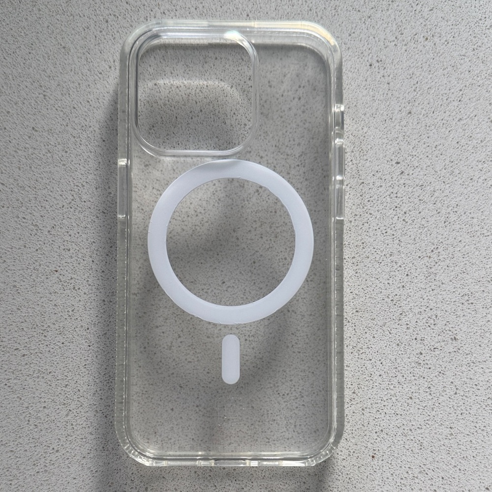 Clear Protective Phone Case with White Accents for iPhone 15 pro